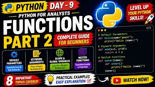Day-9 Functions Part 2 Default Parameters Keyword Arguments Global Variables Nested Functions