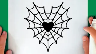 Como desenhar uma TEIA DE ARANHA DE CORAÇÃO