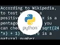 Python - is pentagonal number check
