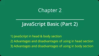 JavaScript Tutorial Chapter 2 JavaScript Basic