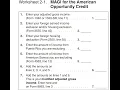 MAGI Worksheet for the American Opportunity Tax Credit IRS Publication 970 Worksheet 2-1