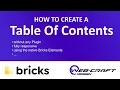 Bricks Builder 1 4 Update Table of Contents Element without any Plugin