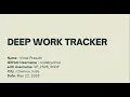 CS50 Final Project Deep Work Tracker Vimal