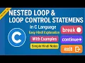 CP 22 Nested Loop Loop Control Statements in C for while break continue exit