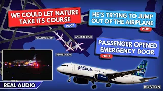 Passenger opens emergency exit door and deploys slide just before takeoff at Boston Real ATC