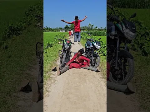 Both men brought two motorcycles side by side.