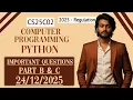 Computer Programming Python Important Questions CS25C02 2025 Regulation 2025 Exam
