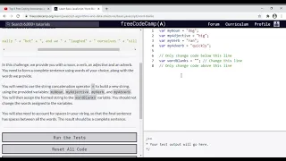 37 - Learn Basic JavaScript Word Blanks