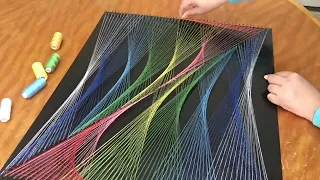 String Art Rainbow Wave Easy Geometric Thread Art Tutorial