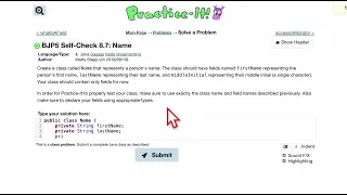 Java Practice It Self-Check 8 7 Name classes encapsulation instance methods