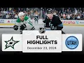 NHL Highlights Stars vs Utah Hockey Club - December 23 2024