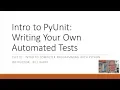 Python Supplemental - Automated Testing with PyUnit