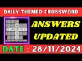 Daily Themed Crossword Puzzle Answers - Movie Thursdays November 28 2024