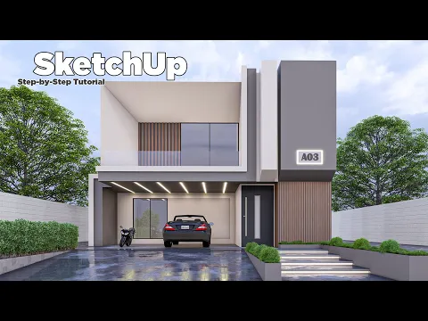 SketchUp Tutorial | Step by Step For Beginner | Modern Villa | nice tower