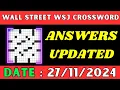 Wall Street WSJ Crossword Clue Answers for Nov 27 2024 Solved