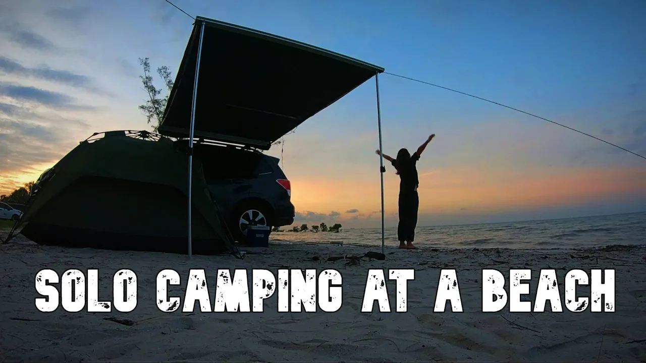 Solo Camping at a Beach | Bagan Lalang Campsite, Sepang | I made Ikan Bakar and ate the whole fish!