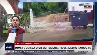 Inmet e Defesa Civil emitem alerta vermelho para tempestades no RS