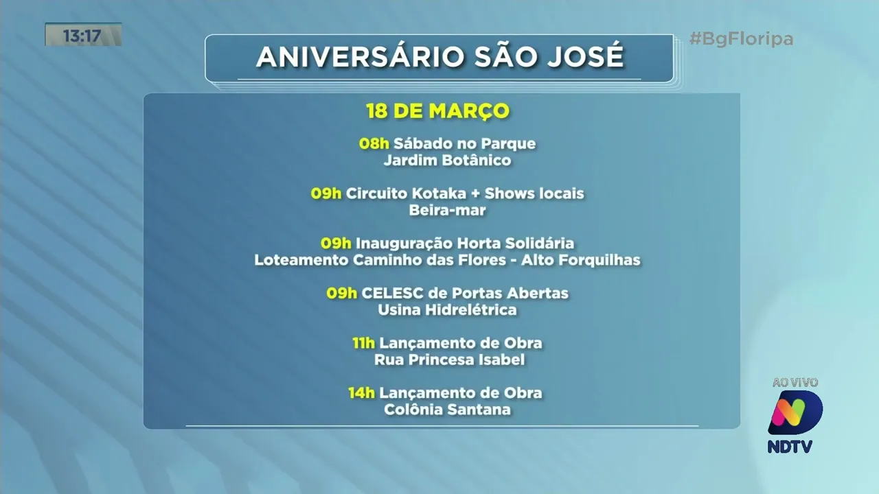 Aniversário de São José tem programação com entrega de obras e diversas apresentações