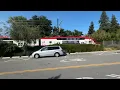 Northbound Express caltrain passing Garwood Way in Menlo Park