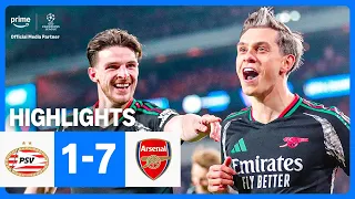 Arsenal score SEVEN in Round of 16 first-leg 🔥 PSV v Arsenal UEFA Champions League Highlights
