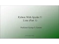 Python With Spyder 5 Lists Part 1