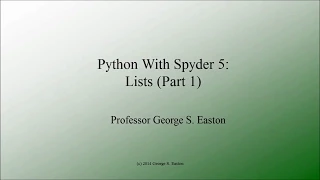 Python With Spyder 5 Lists Part 1