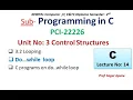 Lecture-14 C Programming Unit-3 3 2 Looping Do While loop with programs