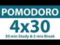 Pomodoro Technique 4 x 30 min 30 min Study 5 min Break Study Timer No Music