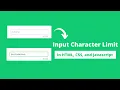 How to create an input with character limit using HTML CSS and Javascript InCoder