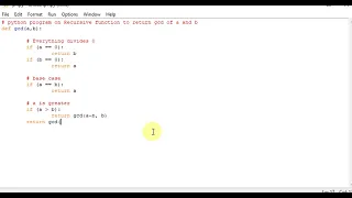 python program on Recursive function to return gcd of a and b