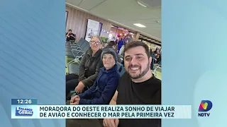 Aos 92 anos, moradora de Guaraciaba conhece o mar e voa de avião pela primeira vez