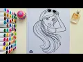 Coloring a Barbie GIANT Coloring Page With Art Markers Barbie Magic Coloring