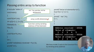 Passing array to function in C Pass by value Pass by reference Function returning array