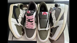 Comparison Travis Scott Jordan 1 Low Reverse Olive vs Reverse Mocha