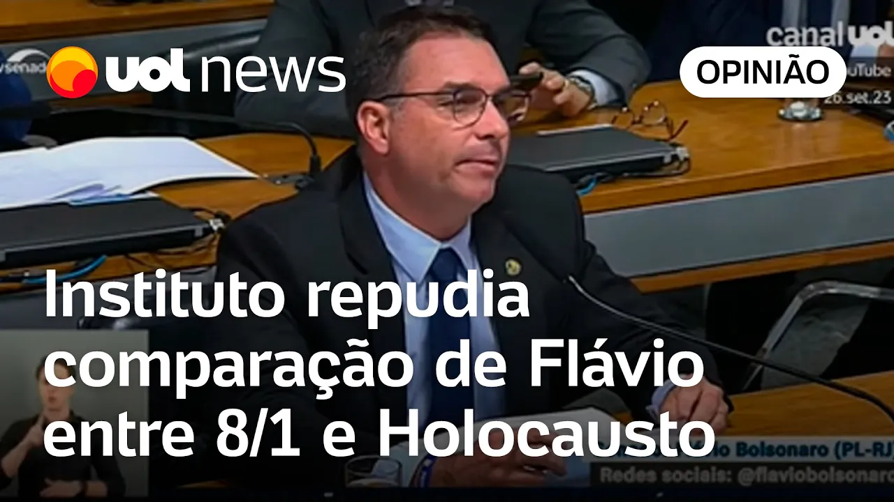 Flávio Bolsonaro: Instituto repudia comparação de senador entre prisões do 8/1 e o Holocausto