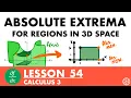 Absolute Extrema for Regions in 3D Space Calculus 3 Lesson 54 - JK Math