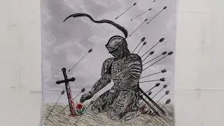 رسم مقاتل بقلم الرصاص تعليم الرسم للمبتدئين                                                  رسم سهل دندنها