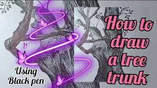Download Drawing a tree trunk in black pen | How to draw a tree trunk | black ballpoint MP3