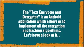 Android Text Encryptor and Decryptor