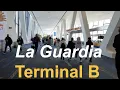 New York LGA La Guardia Airport Terminal B - Departures walk through apron views