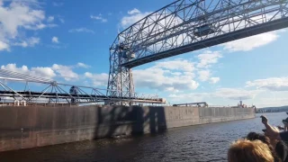 Perfect Duluth Day - The Erie Trader under the Aerial Lift Bridge