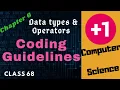 GUIDELINES FOR CODING Chapter 6 Data types Operators Malayalam Class 68