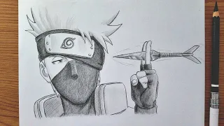 How To Draw Kakashi Catching Incoming Kunai Epic Anime Pencil Drawing Tutorial