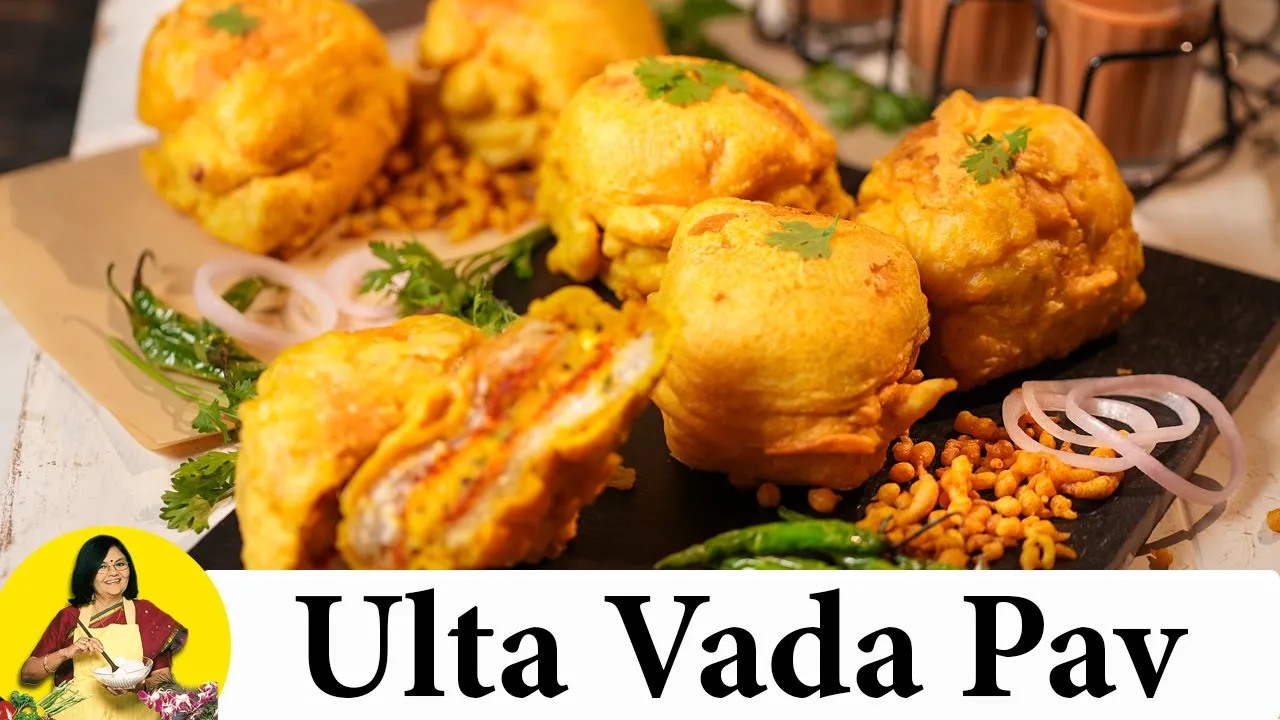 ulta vada pav recipe   inside out vada pav   popular street style vada pav   batata vada  