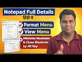Notepad Full Tutorial in Hindi Format Menu View Menu