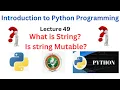 string in python Is String Mutable in Python Python Programming Tutorial VTU Syllabus BE