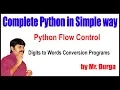 Python Tutorial Flow control Digits to Words Conversion Programs
