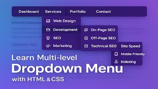 Create a Multi-Level Dropdown Menu with HTML CSS Only No JavaScript