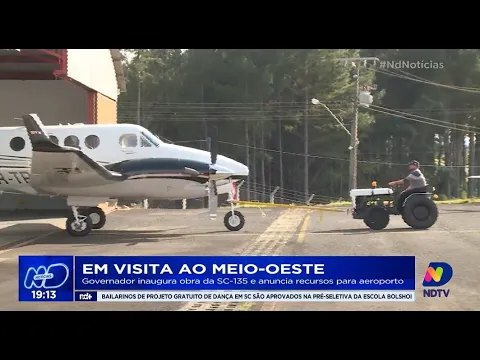 Em visita ao Meio-Oeste, governador inaugura obra da SC-135 e anuncia recursos para aeroporto