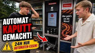 24 Stunden NUR Automaten-Essen! (Direkt einen zerstört 😳)
